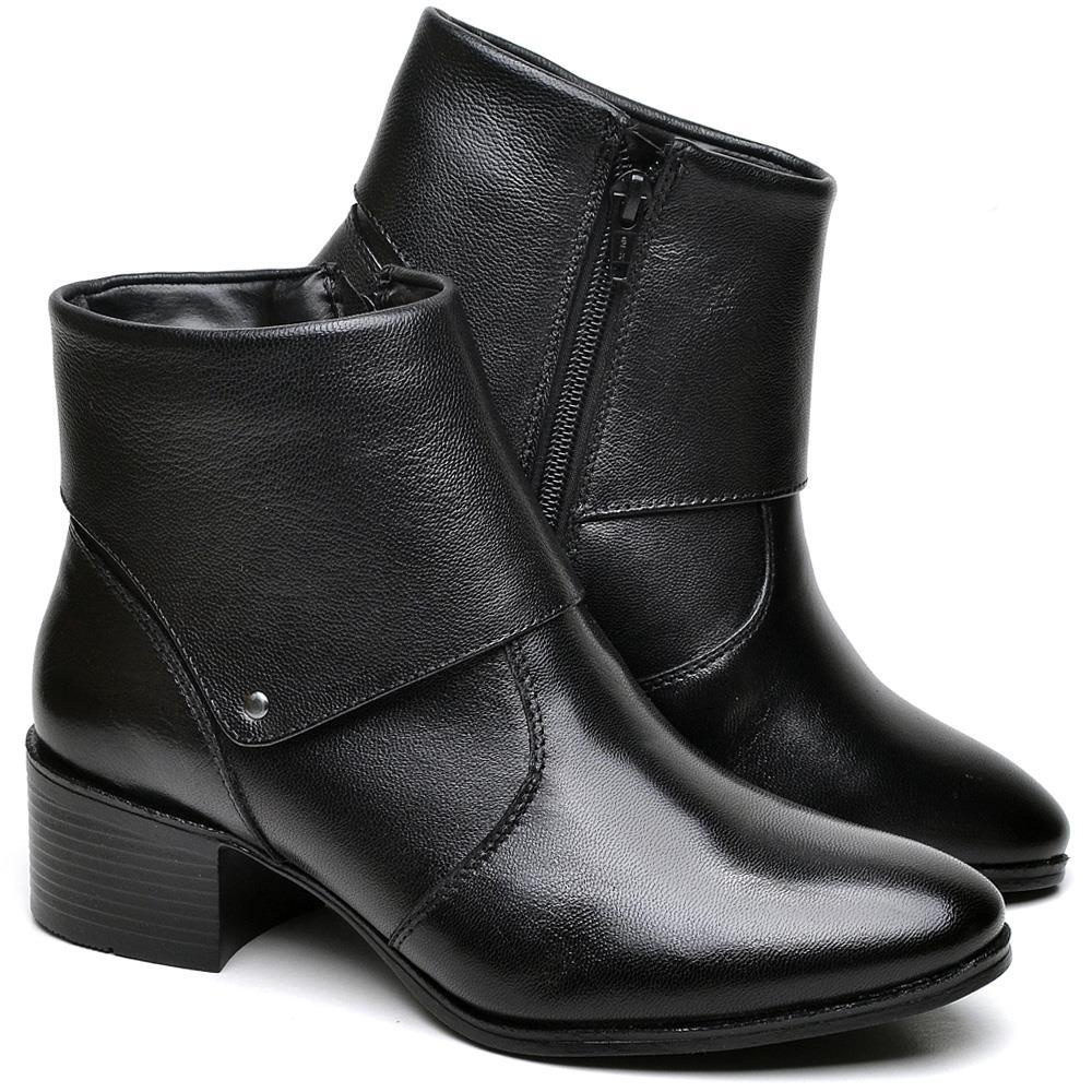 Bota Feminina Couro Cano Curto Moderna Conforto Lisa Casual | Shopee Brasil