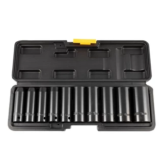 Jogo de Soquete Impacto Longo encaixe 1/2'' 10 A 27mm Com 10 peças e maleta - Aço Cromo Vanádio CRV - Eda Profissional