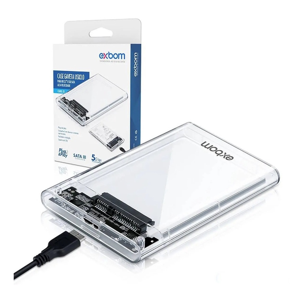 Case Para Hd Externo Transparente Notebook Sata 2.5 Usb 3.0 | Shopee Brasil