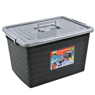 Caixa Organizadora Container De Plastico 50 Litros - Preto