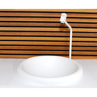 Cuba De Vidro Chapéu 42cm Com Válvula e Torneira Branco Fosco