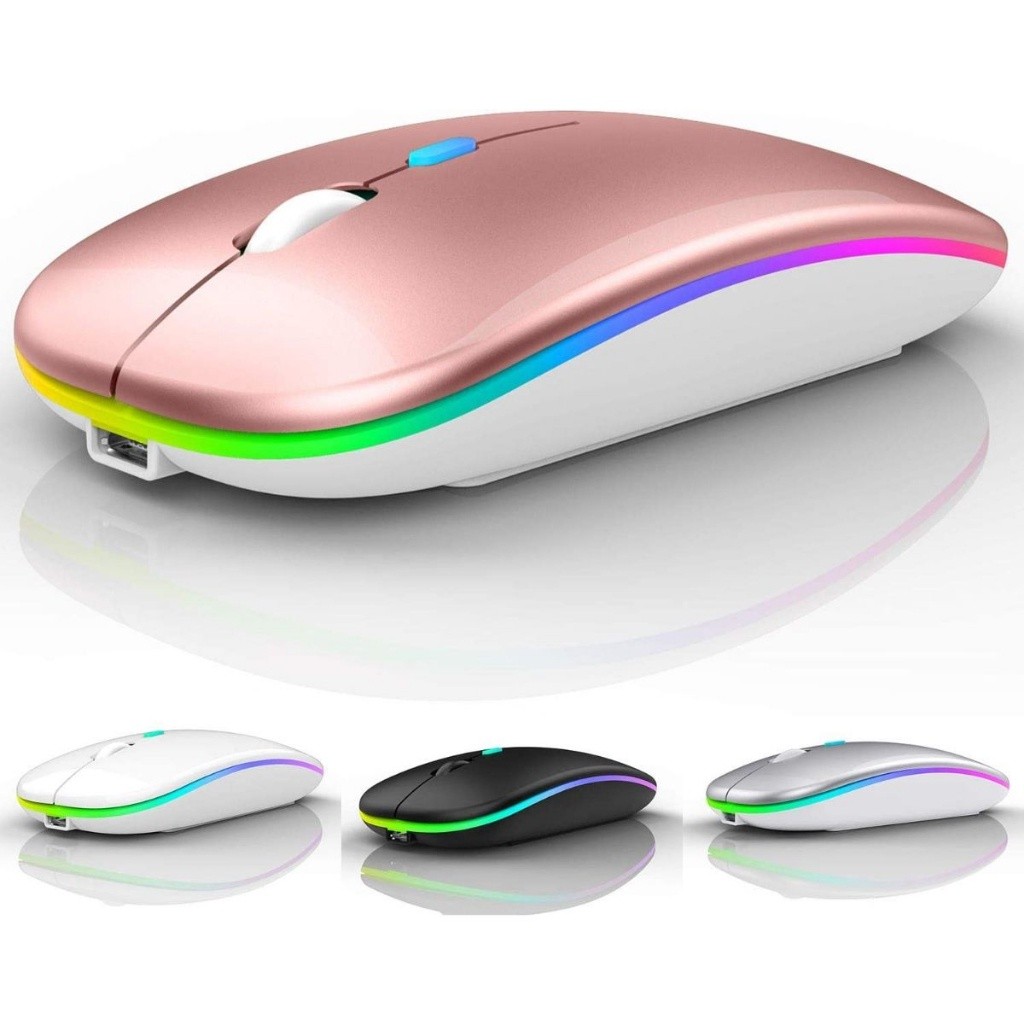 Mouse Optico Sem Fio Recarregável Led Rgb 2.4 Ghz Wirelles USB Computador Silencioso Retroiluminado Gamer Mouse Ergonômico