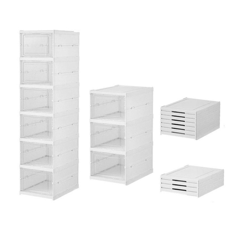 Caixa De Sapato Dobrável 6 Andares + Sapateira 3 Andares Transparente