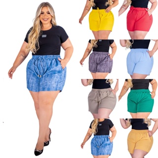 Conjunto Feminini Plus Size Croped Bermuda Canelado - Serena