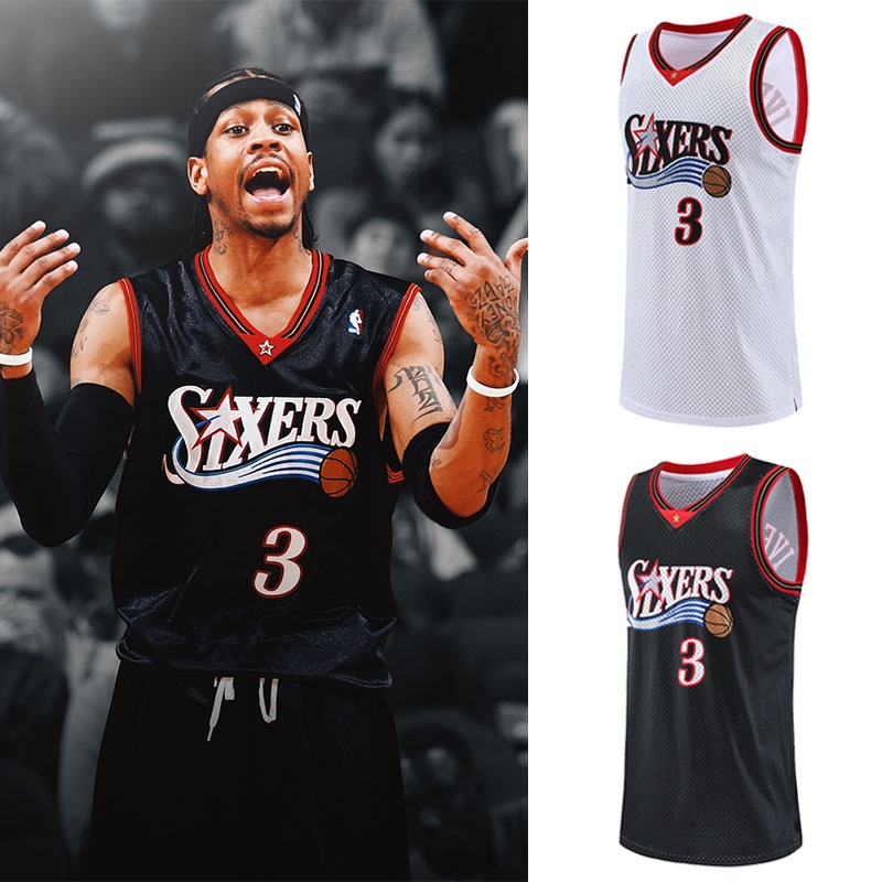 Unisex NBA Iverson 76ers Retro Clássico Jersey Masculino De Alta Qualidade Camisa De Basquetebol Vintage Sem Mangas Com Decote Em V