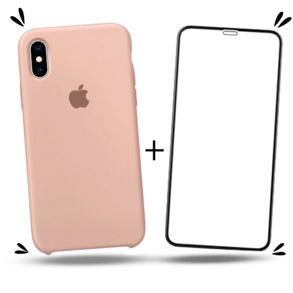 Kit 2em1 Para iPhone XS Max - Case Silicone Aveludada + Pelicula