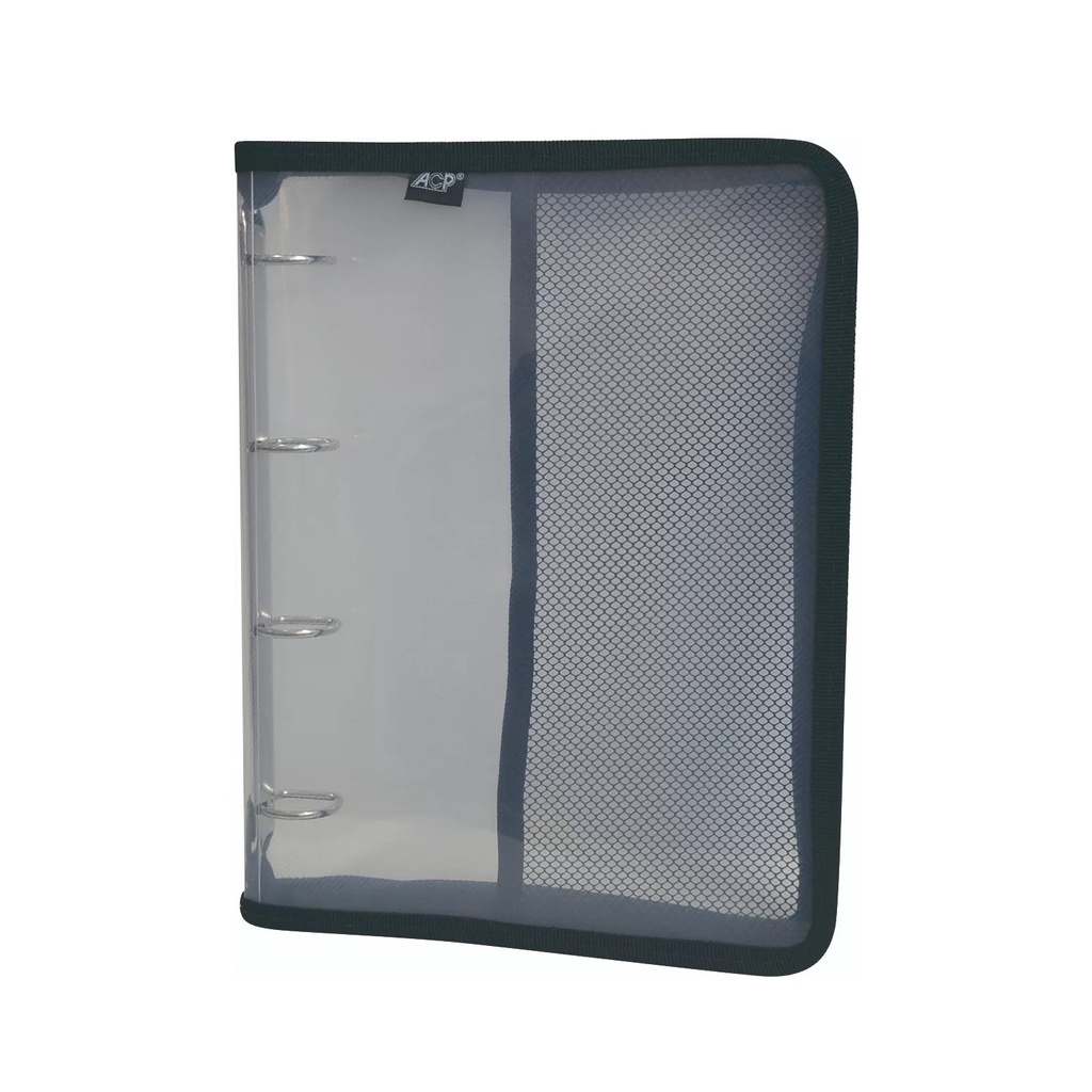 Fichário Universitário Cristal 4 Arg. C/zíper preto