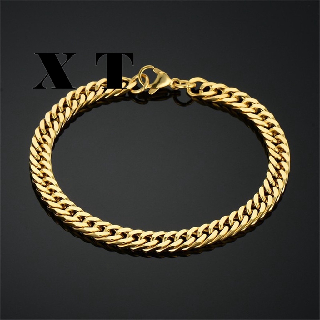Pulseira Masculinas De banhado a Ouro 18k Pulseira De Corrente Cubano Punk Jóias