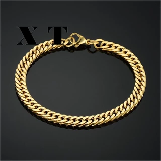Pulseira Masculinas De banhado a Ouro 18k Pulseira De Corrente Cubano Punk Jóias