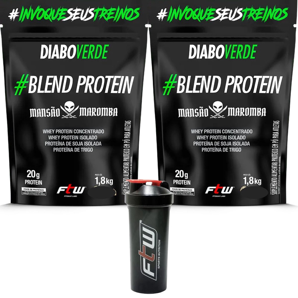 Whey Protein Blend FTW Diabo Verde 2x 1,8kg 120 doses + Coq