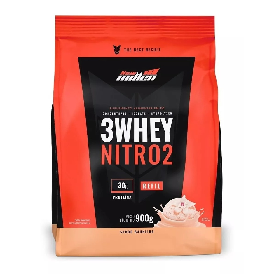 Whey Protein 3w Nitro 900g Isolado Concentrado Baunilha – New Millen