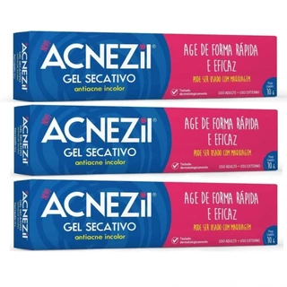 Kit com 3 Unidades - Gel Secativo Rápido e Eficaz Antiacne Acnezil Cimed 10g em Oferta na Shopee