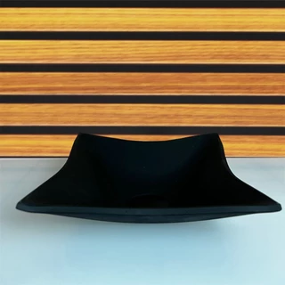 CUBA DE VIDRO QUADRADA 35CM PRETO FOSCO