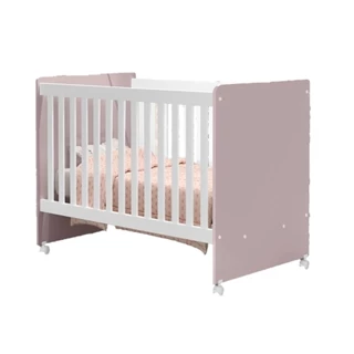 Berço Padrão Americano Catatau Com Rodizios J&A Móveis Branco/Rosa