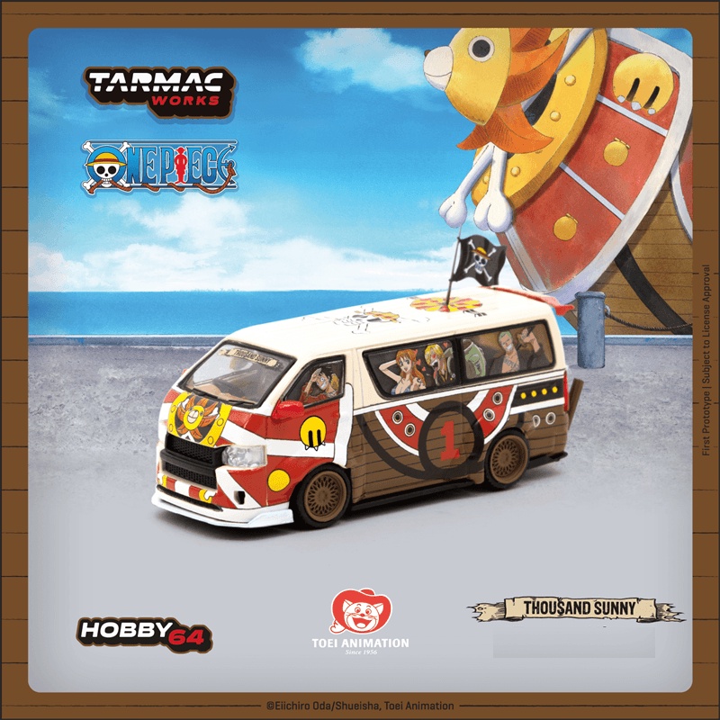 Tarmac Works x OnePiece 1 : 64 Hiace Widebody One Piece Mil Carros Modelo Diecast Ensolarado