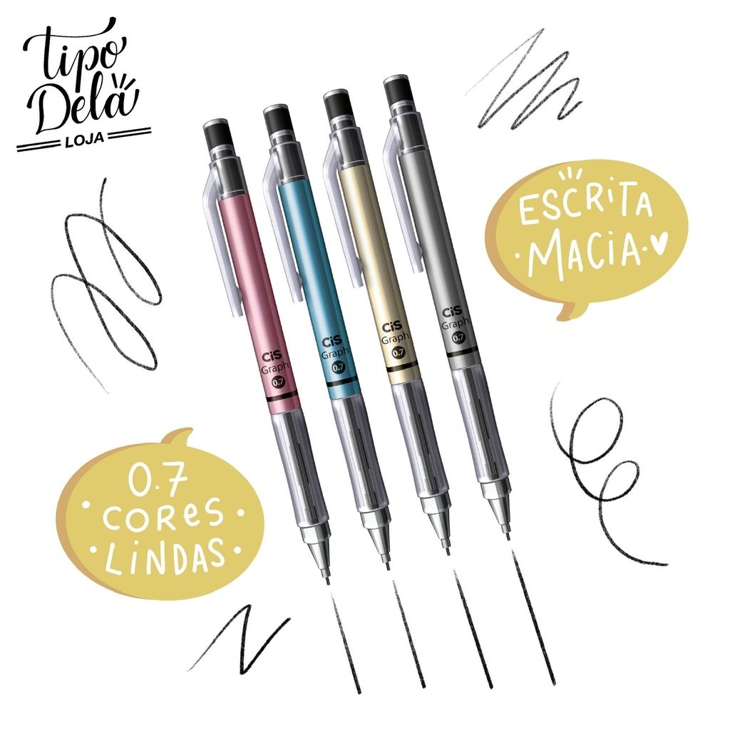 Lapiseira CIS Graph Mettalic - Grafite 0,7mm | Shopee Brasil