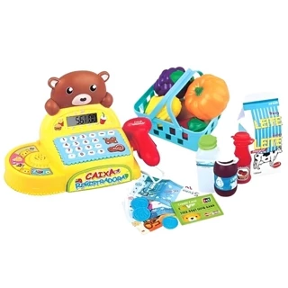 Mini Mercadinho Infantil Caixa Registradora Carrinho Ursinho CM-237 - Fenix