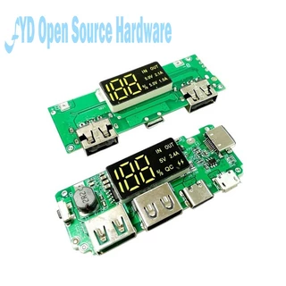 18650 LED Placa De Carregador De Bateria De Lítio Módulo De Carregamento De display digital 5v2.4a 2A Reforço De Banda De Saída USB Dupla 5V 2.4A Micro Tipo C Banco De Energia Móvel
