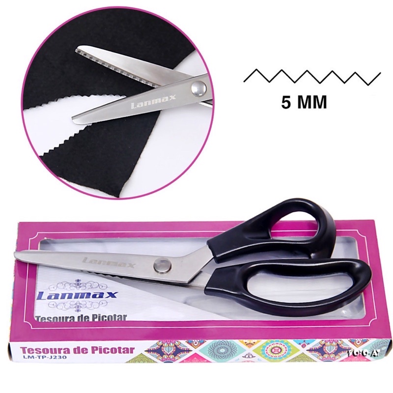 Tesoura PROFISSIONAL de picotar zig zag - ORIGINAL Lanmax ( Corta Tecidos, Papeis, Cartolina, EVA, Scrapbook, Couro etc