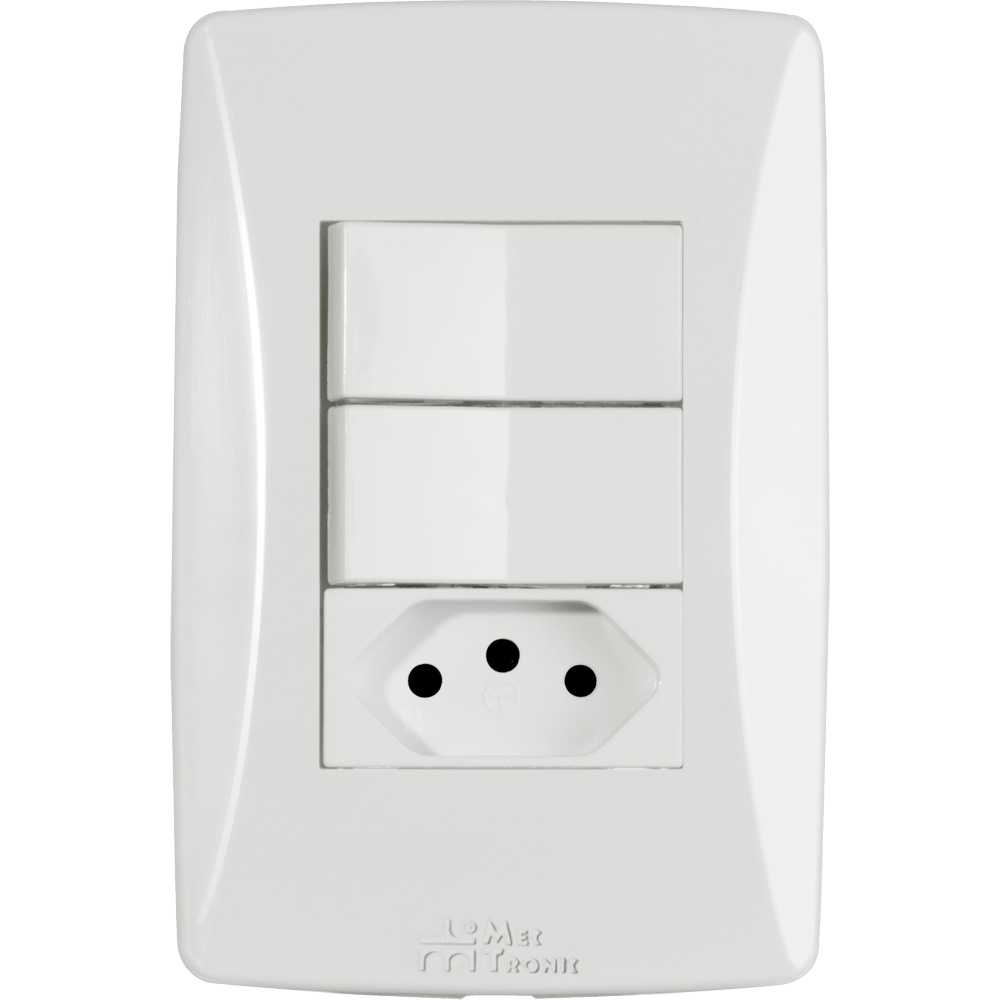 Interruptor Duplo Paralelo + Tomada NBR 10A Petra Mec-Tronic - Unidade