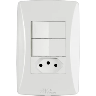 Interruptor Duplo Paralelo + Tomada NBR 10A Petra Mec-Tronic - Unidade
