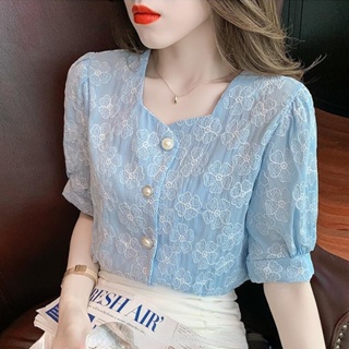 Blusa elegante decote em V verão manga curta manga curta moda 2023 tops  sólidos escritório senhora chiffon camisas roupas femini