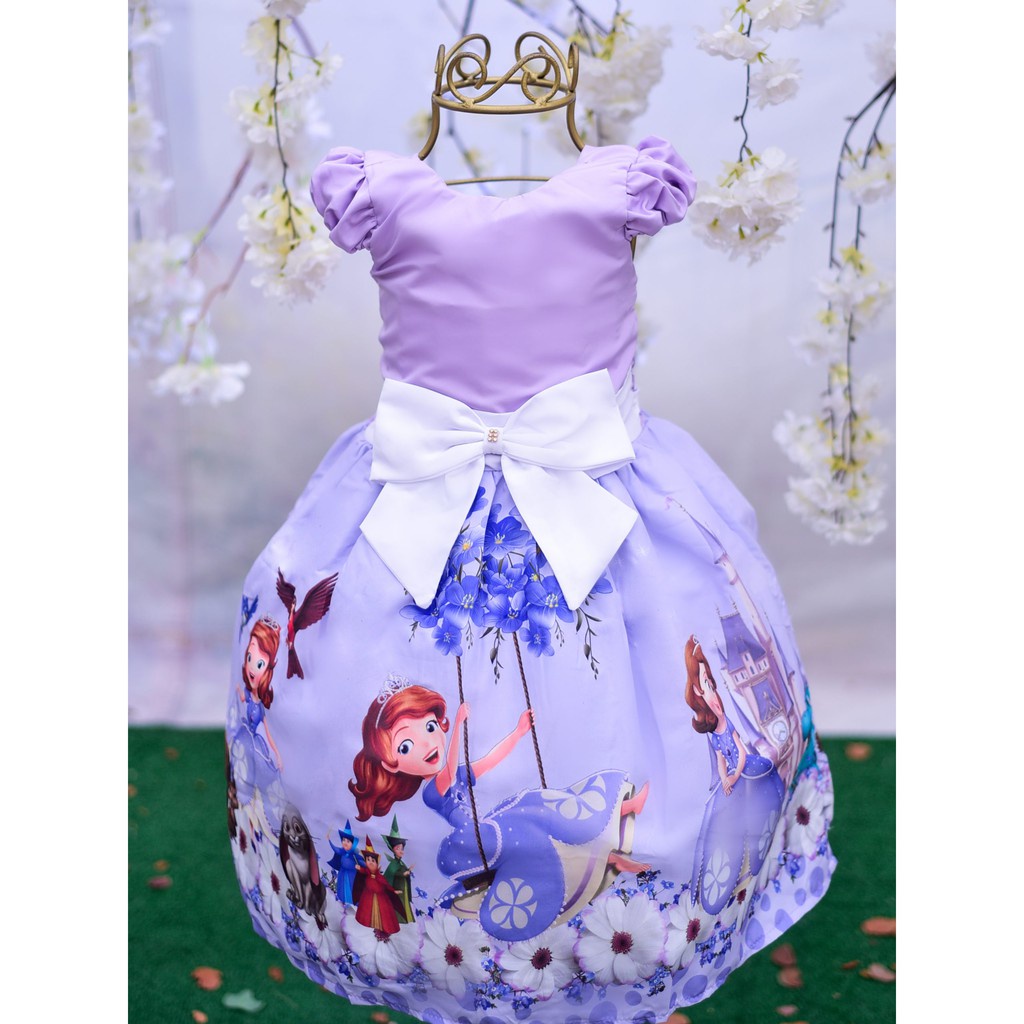 Vestido Infantil Temático Princesa Sofia Aniversário