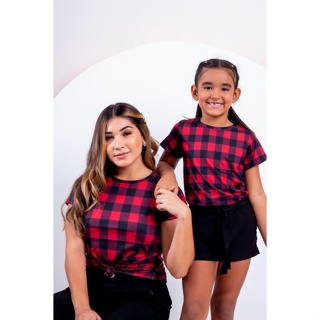 Blusa xadrez mae e 2024 filha