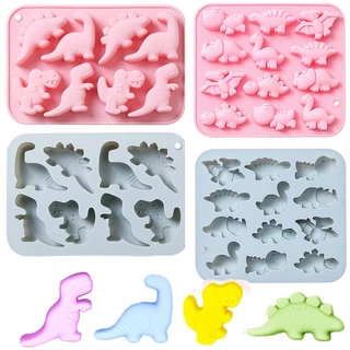 3D Moldes De Silicone De Dinossauro Fofo De 12 Cavidades Temático Bandeja De Molde Para Bolo De Chocolate Mousse De Pastelaria Sabonete Feito À Mão Cupcake Topper