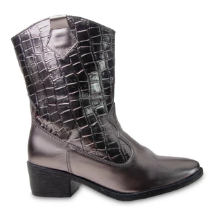 Bota Texana Feminina Ana Caste a Tendência da Moda TEX01 Metalizado Chumbo 2416