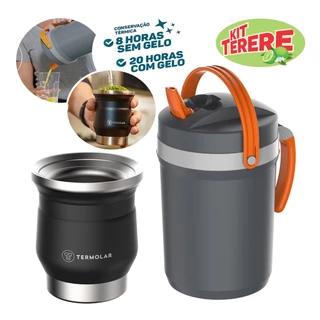 Cuia Térmica Inox Preto 250ml Jarra Fliptop Cinza 2,5L Tereré em Oferta na Shopee