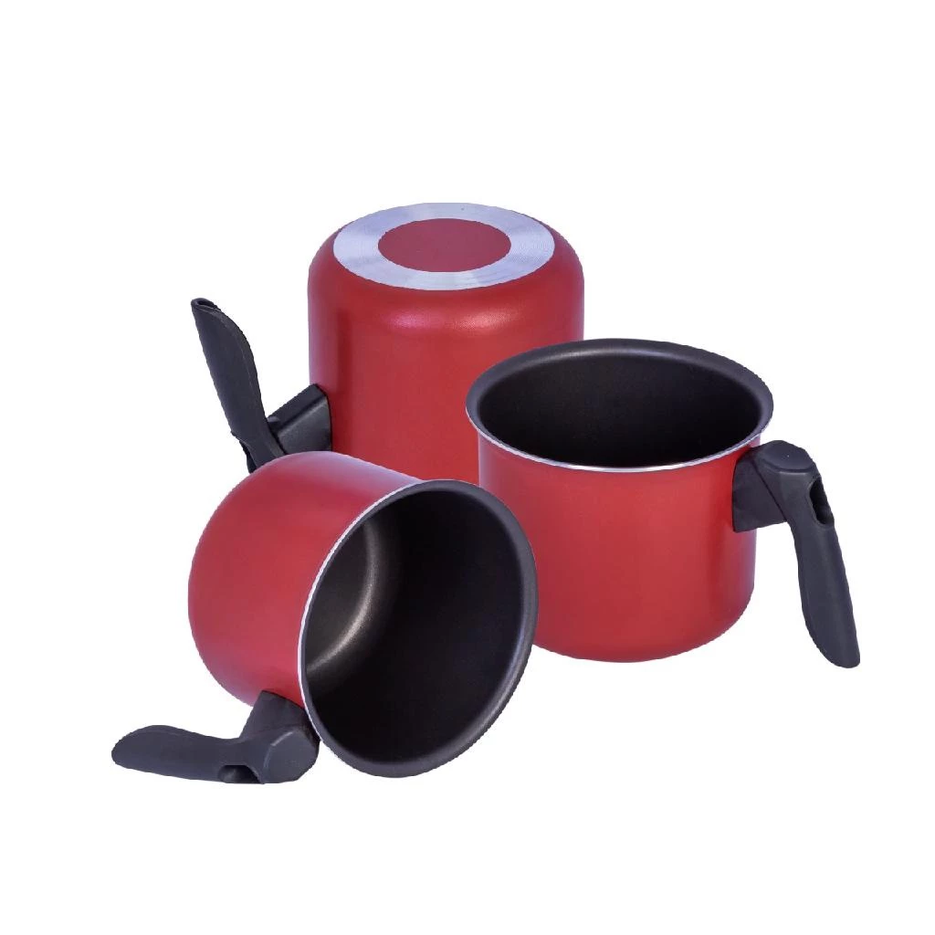 Jogo Canecão Antiaderente 3 Peças Leiteira Fervedor Antiaderente 12/14/16cm