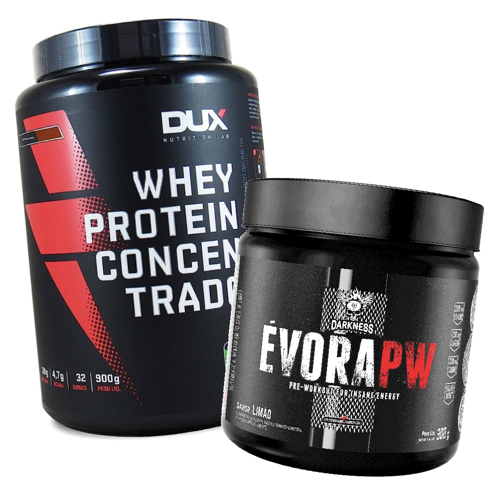 WHEY CONCENTRADO 900G DUX + EVORA PW 300G