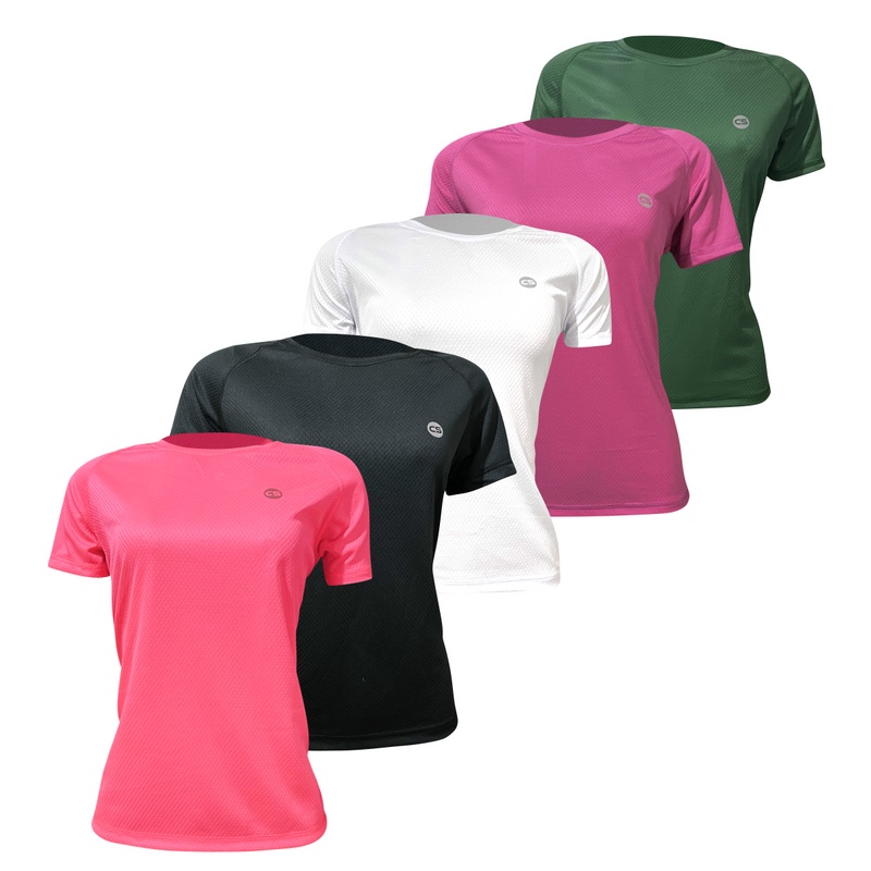 Kit 5 Blusa Academia Feminina DryFit Camisa Fitness Leve e