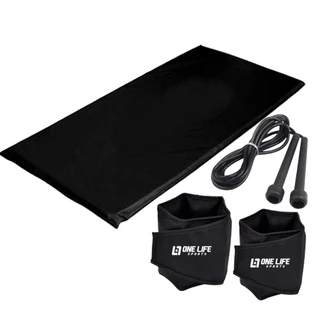 Kit Treino em Casa: Colchonete + Caneleira Peso 3 Kg + Corda