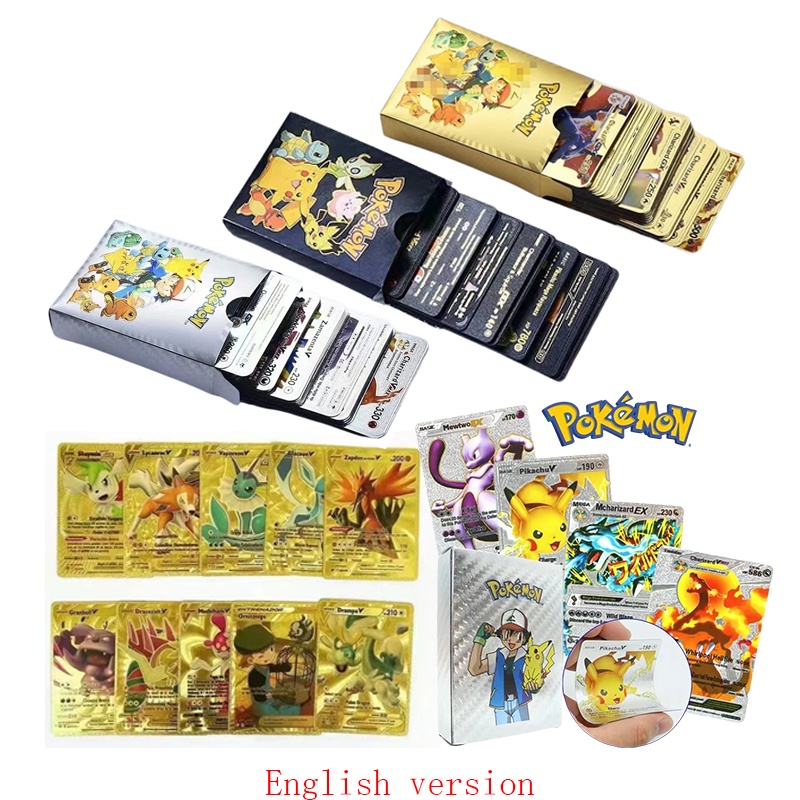 10-55 Pçs/Conjunto Cartão De Energia De Metal Ouro Vmax GX Charizard  Pikachu Pokemon Coleção Rara Batalha De Treinamento De Brinquedos Para  Crianças Presente - Escorrega o Preço