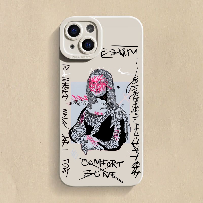 Graffiti Grande Arte Estética Mona Lisa Silicone Caso Para iPhone