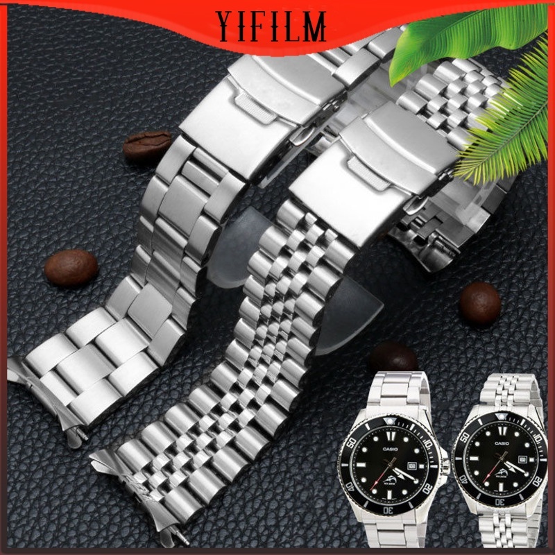 Cinturino In Acciaio Inossidabile 22mm Per Casio MDV106 E MTP-VD01 – Bracciale Regolabile Con Chiusura Pieghevole E Strumento Di Rimozione Incluso