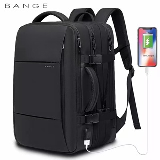 BANGE Mochila De Viagem Homens Mochila De Negócios Escola Expansível USB Bag Grande Capacidade 17.3 Laptop Impermeável Moda Mochila