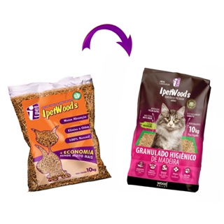 Granulado Higiênico De Madeira Ipet Wood s Gatos - 10Kg