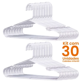 Kit Cabide Infantil de Acrílico Transparente com 30 Unidades