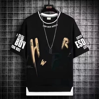 Camiseta Estilo hip-hop Homem Estampando Letra Moda Solta Encaixando top De Manga Curta Redonda Gráfica Masculina Tendência casual De Tamanho Exagerado