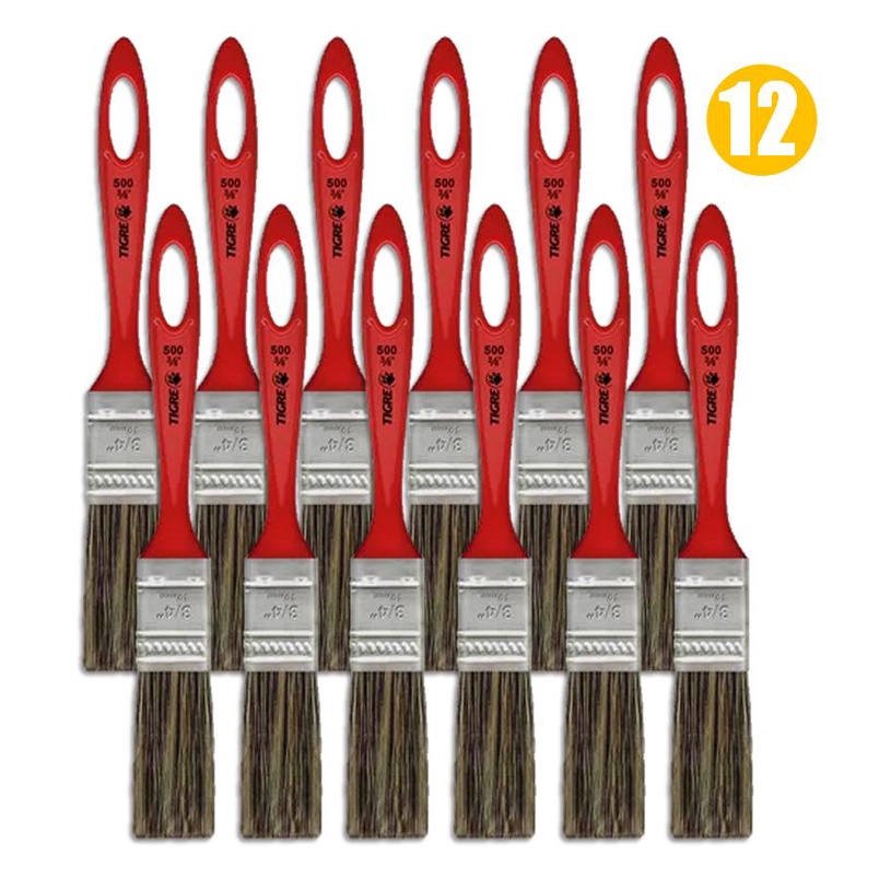 Kit 12 Pincel Trinchas Para Pintura Tigre Media 500 3/4 Polegadas Cerda ...