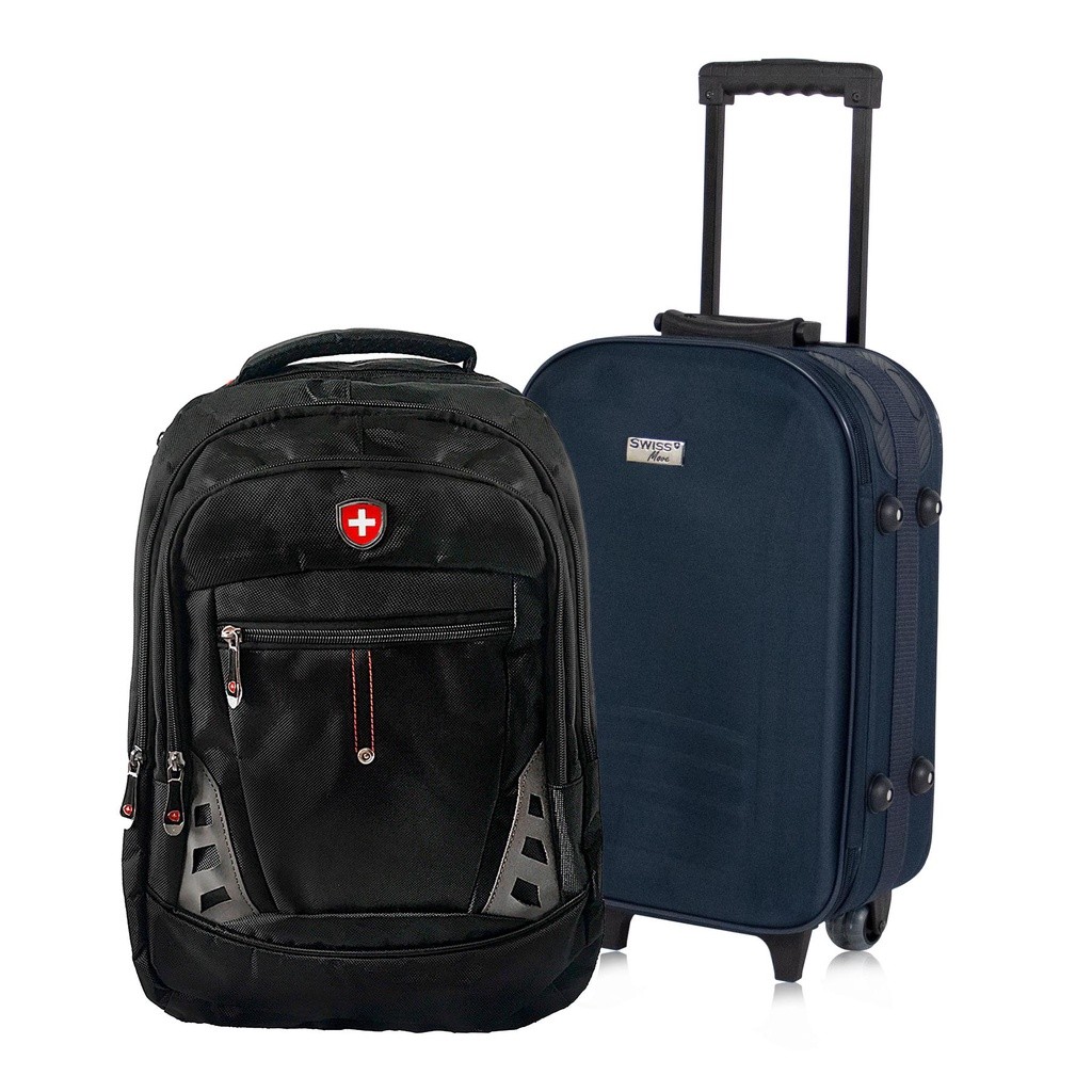 Conjunto Mala de Bordo Lucerna azul + Mochila para Notebook Fuji Swiss Move