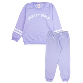 Conjunto Infantil Feminino Moletom Pretty Girls Lilás 0027 - Laluna