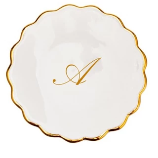 Joia do dia 11cm Porcelana Pratinho Pires Bandejinha Personalizada a Ouro 12K com sua Inicial