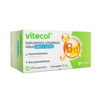 Suplemento Vitaminico Avert Vitecol para Cães e Gatos 30 Comprimidos