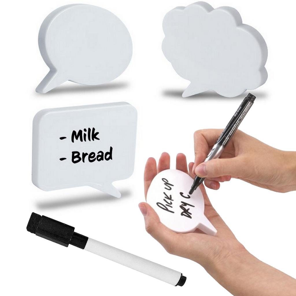 Kit 3 Ima De Geladeira Com Caneta Apagador Baloes De Fala Anotacoes - Mori