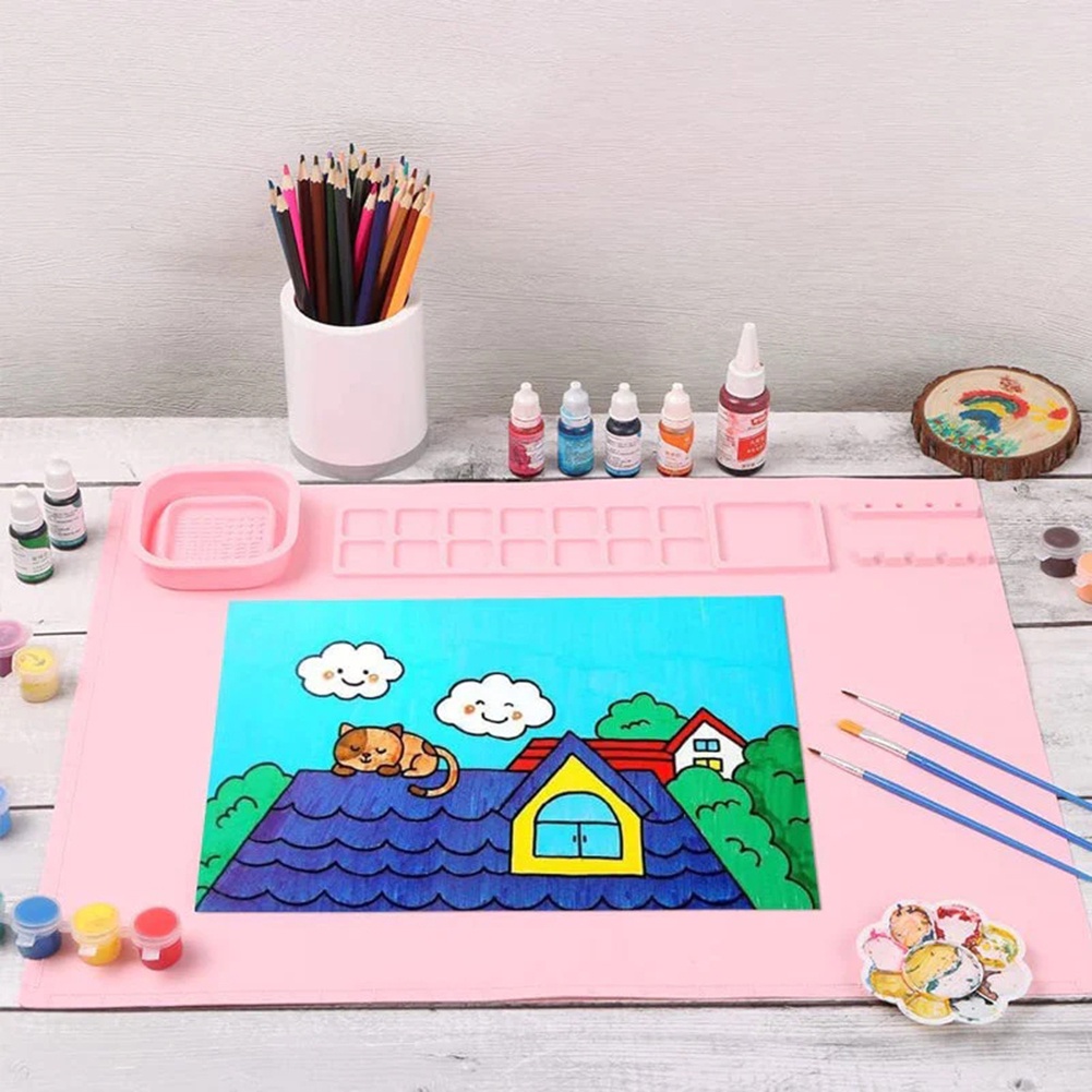 Tapete De Pintura Em Silicone Para Crianças Almofada De Desenho Lavável Menina