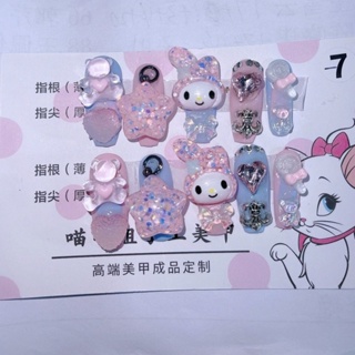 Sanrioed y2k hello kitty desenhos animados kawaii doce estilo fresco mão  pintado original tridimensional feito à mão destacável remendo de unhas